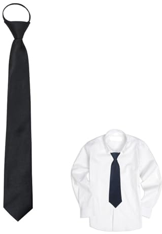 YLLZJ 1pcs Cravatta Nera Bambino con Cerniera Tinta Unita Regolabile per Feste, Lauree e Matrimoni Casual - Ideale come Pre-Regalo per i Piccoli Ragazzi