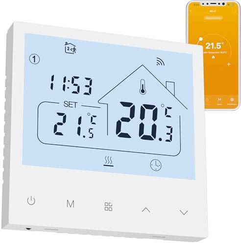 Beok Thermostat Fussbodenheizung Wasser, Raumthermostat Fußbodenheizung Smart WiFi Programmierbar Thermostate Heizung Digital Raumtemperaturregler Kompatibel mit Tuya App & Alexa, 230v 3A Weiß
