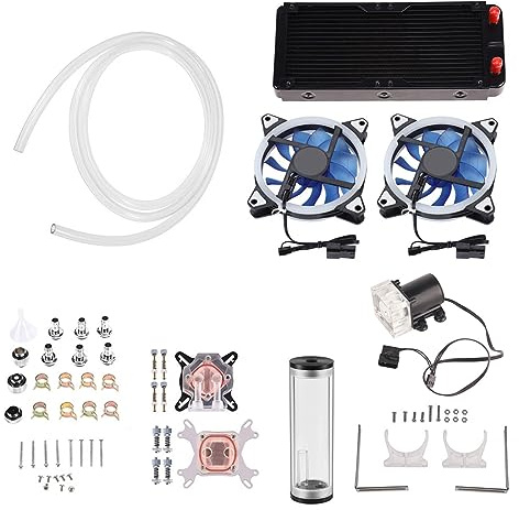 Akozon Kit de Refrigeración Líquida DIY de 240 Mm para CPU/GPU con Bomba, Depósito, Ventiladores LED y Disipador de Calor para un Rendimiento de Overclocking Mejorado