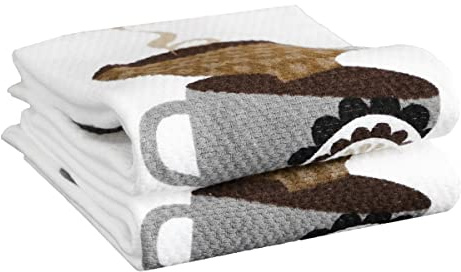 T-fal Textiles Double Sided Print Woven Cotton Kitchen Dish Towel Set, 2-pack, 16 x 26, Coffee Cups Print