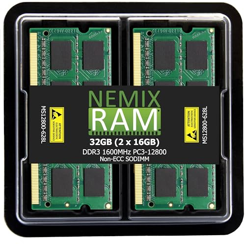 Nemix Ram 32GB (2x16GB) DDR3-1600MHz PC3-12800 2Rx8 SODIMM Laptop Memory