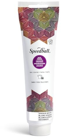 Speedball 150ml 5 oz Fabric Block Printing Ink Opaque White, Fabric Printmaking Ink, No Heat Set Required, Touch Dry