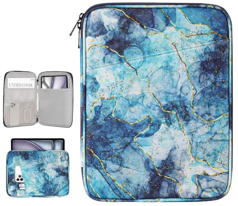 Dadanism 13 Tablet Tasche mit Schultergurt & Griff für iPad Pro 13 M5/M4, iPad Air 13 M4/M3, iPad Pro 12,9, MacBook Neo/Air 13 2026, Galaxy Tab S10+/S9 FE+/S9+ 12,4, Tab P12 12,7, Marmor Blau