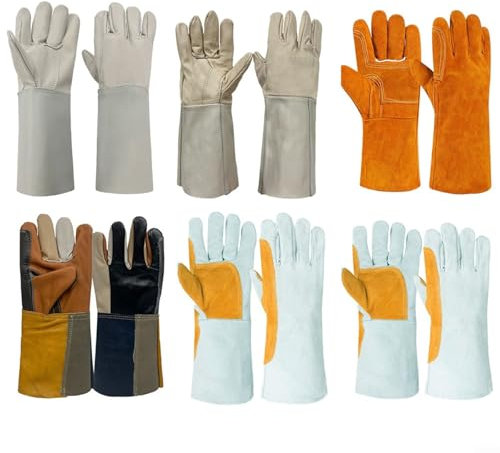 UTTASU Gants professionnels en cuir résistant au feu, protection polyvalente pour le soudage, le jardinage, les projets de bricolage, les travaux métalliques, la construction, les grillades, les