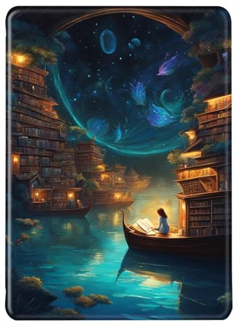 Hülle für Kindle Paperwhite 12. Gen 2024 Hülle Flip Silikon Hülle Kindle Colorsoft Auto Aufwachen oder Schlafen PU TPU Case Leuchtendes Buch Hübsche Frau Muster Signature Edition Hülle 7 (Color 5)