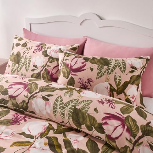 OHS King Size Duvet Cover Sets Floral Bedding, Gifts for Women Super Soft Cosy Warm Floral Botanics Bedding Sets King Size Reversible Stylish Quilt Cover with Pillowcases, Blush
