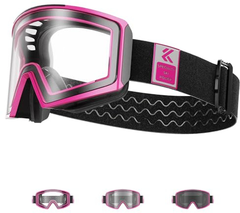 KAPVOE Maschera da Sci Fotocromatica con Lenti Magnetiche, Antifog, Protezione UV400, per Uomo, Donna e Giovani, Compatibile con Caschi, Ideale per Sci, Snowboard e Pattinaggio u ghiaccio 02