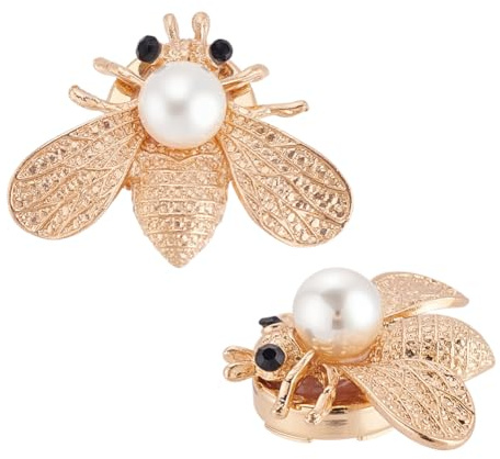 PH Pandahall 2Pcs Gold Cufflinks for Men Bees Cufflinks Tuxedo Buttons with Pearl, Alloy Button Cover for Men No Sewing Buttons for Dress Shirt Gowns Birthday, Christmas, Wedding Gifts