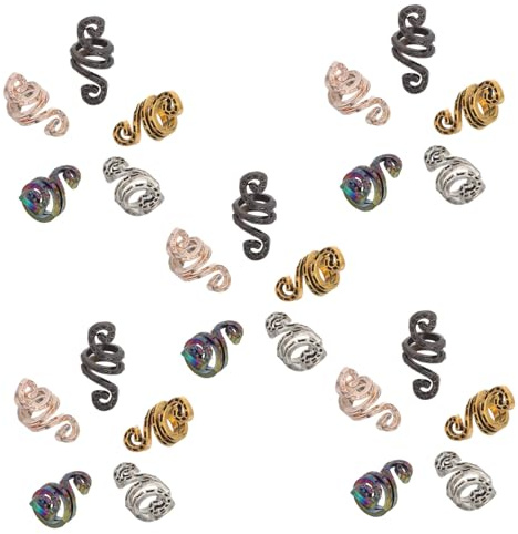 CIYODO 50 Pezzi Accessori Capelli Dreadlock Spirale in Metallo per Treccine Gioielli Vintage per Dread Clip Facili da Usare e Delicate Sul Capelluto per Styling Rapido e Personalizzato