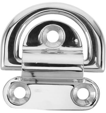 BUTIFULSIC Marine Grade 316 Stainless Steel D-Ring Tie with Polished Surface, Heavy Duty Cargo Anchor for Boat and Trailer Load Securing, 10mm Folding Deck Hardware for Sailing and Truck