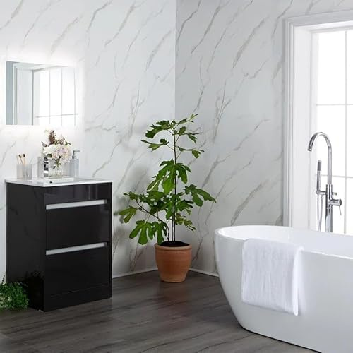 Be-Creative - Pannelli da parete per bagno e doccia, 10 mm, 2400 x 600 mm, rivestimento impermeabile in PVC effetto marmo, per doccia, bagno e cucina