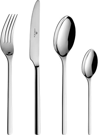 Gerlach Modern Besteck-Set Für 6 Personen Spülmaschinenfest Essbesteck Aus Edelstahl Elegantes Besteck Mit Messer Gabel Löffel Und Teelöffel Tafelbesteck Rostfrei 24 Stk, Silber
