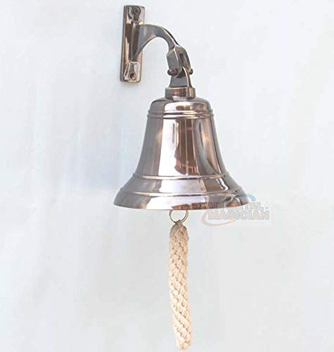 6 Solid Brass Bell Marine Wall Mounted Ship Bronze Finished Hanging Bell Perfect for Dinner, Indoor, Outdoor, School, Bar, Reception, Last Order & Church By The Metal Magician