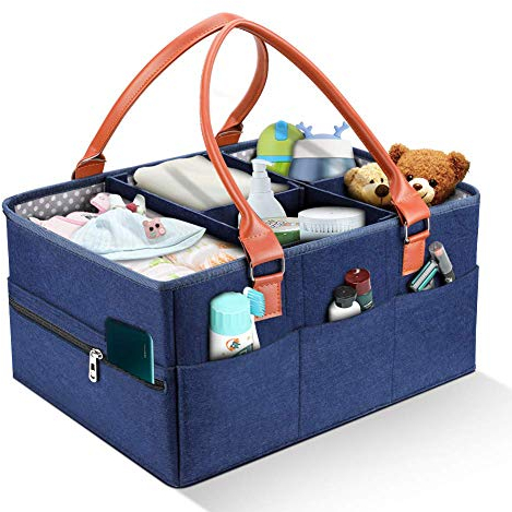 Baby Windel Caddy Organizer Wickeltisch Tragbar Filz Baby Windeltaschen Auto Travel Ablagekorb Windeln Aufbewahrungsbox für Windeln, Baby Tücher,Kid Spielzeug,Baby Dusche Geschenk Korb