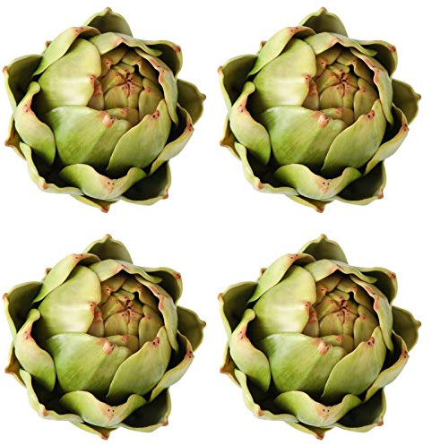 GiftYou Confezione da 4 carciofi finti verdi grandi, verdure artificiali e frutta finta per decorazioni da cucina (verde)