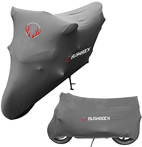 BUSHBOCK Premium Tarpaulin BUSHBOCK® Premium Tarpaulin Telone per motocicletta per interni Protezione antipolvere Tessuto elastico in velluto traspirante (XL-XXL, Grigio)