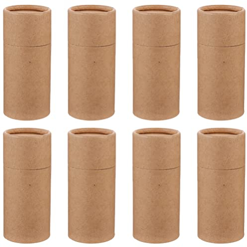 MILISTEN 8 Stück Kraftpapier Zylinder 100 ml Kraftpapier Verpackungsboxen Tuben mit Deckel runde Röhren Tee-Aufbewahrungsboxen ätherische Öle Flasche Behälter (hellgelb)