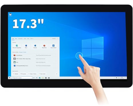 TouchWo 17.3 inch Touch Screen All-in-One Industrial PC, Intel i7, 8GB RAM, 256G SSD, 16:9 FHD 1080P, Windows 10, Smart Board for Classroom, Meeting & Game, USB, VGA & HD-MI Monitor