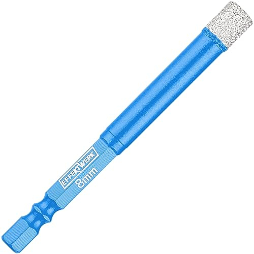 EffektWerk Broca para azulejos (8 mm), Broca de diamante con vástago hexagonal, Sierra perforadora de diamante para azulejos duros, granito, cerámica y gres porcelánico