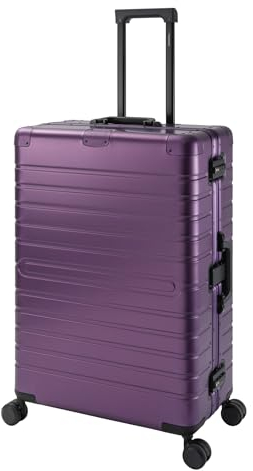 Travelhouse Oslo großer Aluminium Reisekoffer Lila Purple L-75cm Hartschalenkoffer Reisetrolley Suitecase Trolley Koffer 2X TSA Zahlenschloss 4 Doppelräder 360° Rollen Markenqualität Vol. 102L
