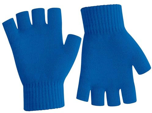 SycloPak Guantes Sin Dedos Mujer,Guantes Termicos Mujer,Guantes Sin Dedos,Guantes Mujer Invierno,Mitones Mujer,Guantes Sin Dedos Hombre,Mitones Hombre,Cortados Guantes Mujer Niño Lana Sin Dedos Azul