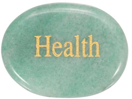 PATIKIL Piedra Natural Anti-Estrés Para Pulgar, Óvalo Cristal 1.7x1.3 Con Palabras Inspiradoras, Piedra Bolsillo Para Ansiedad Regalos Para Mujeres Meditación, Aventurina Verde(Salud)