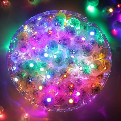 EKKONG Ballonlichter Mini 100 Stück Leuchtkugeln für Getränke Bunte LED Luftballon Ballon Lichter für Lampions Mini LED Licht für Geburtstagsdeko, Hochzeit, Halloween, Weihnachten, Neujahr