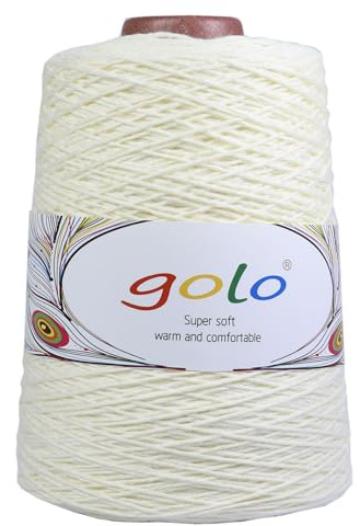 golo Cotton Cone Yarn 6/4 Cotton Yarn for Hand Knitting Crochet Yarn 802-Pearl White