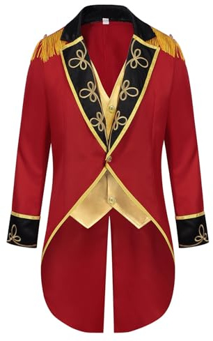Duohropke Costume de directeur de cirque pour homme - Costume de frack - Uniforme de clown Showmen - Uniforme Ringmaster - Vêtement médiéval pour Halloween, carnaval et fêtes à thème