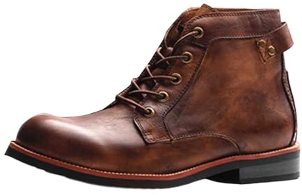 Botas de moto para hombre, color marrón, vintage, de piel, con cordones, para hombre, estilo motorista, para trabajo y ocio, marrón, 41 EU