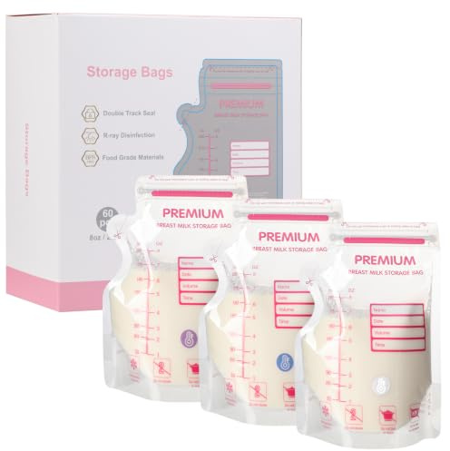 Bolsas de leche materna Easy Pour a prueba de fugas, indicador de cambio de color, 250 ml, bolsas de almacenamiento sin BPA para leche materna, 60 unidades