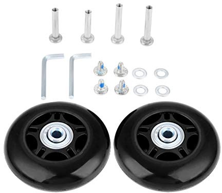 2Sets 80x24mm Schwarze Gepäck Koffer Ersatzräder Ersatz Wheels mit Achsen Schraubenschlüssel Reparatur