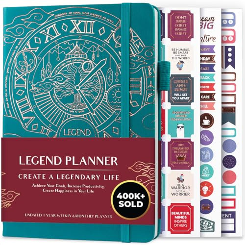 Legend Planner – Weekly & Monthly Life Planner to Hit Your Goals & Live Happier. Organizer Notebook & Productivity Journal. A5 (Viridian Green)