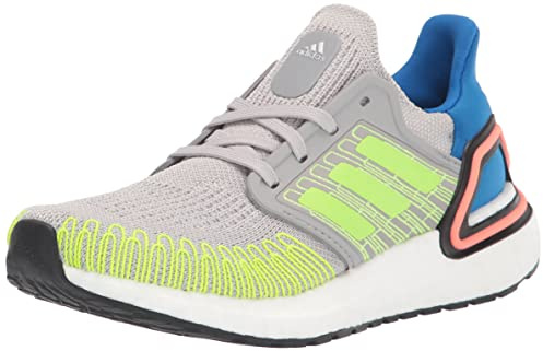 adidas Men's Ultraboost 20 Running Shoe, Grey/Signal Green/Glory Blue, 3.5 UK