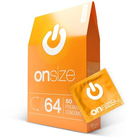 ON) ONsize Preservativi | Larghezza 64 mm | 50 pezzi | Spessore parete sottile 0,07 mm | per Uomini