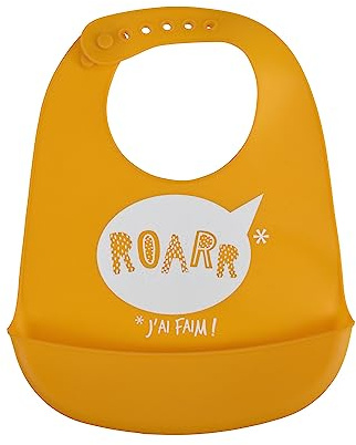 Bébé Douceur, Bavoir Silicone avec Récupérateur 30 x 20,5 cm Savane Moutarde