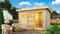 Chillroi® Karibu Saunahaus Helmi Gartensauna Outdoor Dampfkabine naturbelassen/terragrau optional mit Saunaofen (Terragrau mit 9KW Bio-Kombiofen)