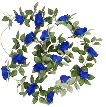 Anlising Ghirlanda di fiori artificiali, ghirlanda di rose artificiali, decorazione per matrimoni, feste, giardino, decorazione (2,2 m)