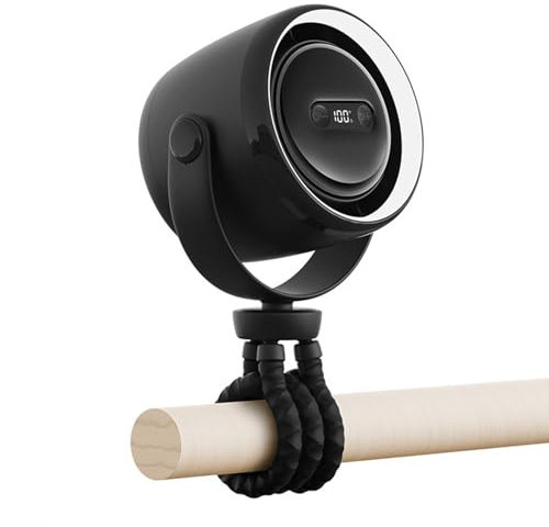 Stroller Fan, Portable Rechargeable Cooling, Flexible Night Light Attachment, 32.5cm for Desk, Car Backseat, Beach and Baby Travel Use Feature Ensures Customizable