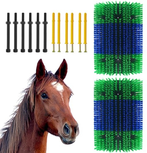 Lot de 2 brosses à gratter universelles pour cheval, vache, cheval, demi-ronde, pour chèvres, bovins, vaches, moutons, chevaux, porcs et autres animaux de ferme, pour gratter le dos, 23 x 43,2 cm
