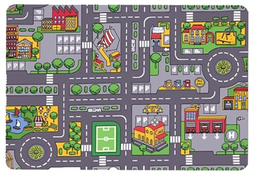 Amesor Tappetino Da Gioco Per Bambini, Tappetino Pista Macchinine, Tappetino Attività Per Bambini, Tappeto Bambini Mappa Città, Tappetino Da Gioco Per Soggiorno, Camera Da Letto, Asilo, 80 X 120 CM