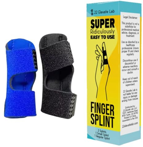 22 Elevate Lab Finger Splints – Comfortable, Adjustable, Reusable Finger Support for Everyday Use – 2 Count