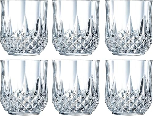 Housetronics Crystal Glasses Set of 6 for Wine, Whiskey, Juice, Gin-Cocktail & Whisky Glasses Set-290ml Crystal Whiskey Glasses Set-Cut Glass Whiskey Tumblers Gift Set