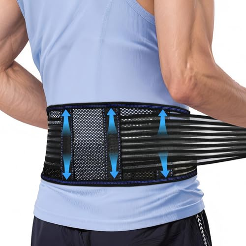 Beugo Ryggstöd för ländryggen, ländryggsband justerbart ryggstöd för män och kvinnor, andningsbart och bekvämt ländryggsbälte för arbete fitness och sport, M