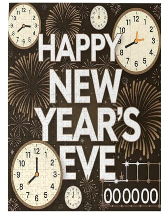 New Year Eve Countdown Fireworks Clocks 500 Piece Large Format Jigsaw Puzzle Premium Quality Puzzles for Adults