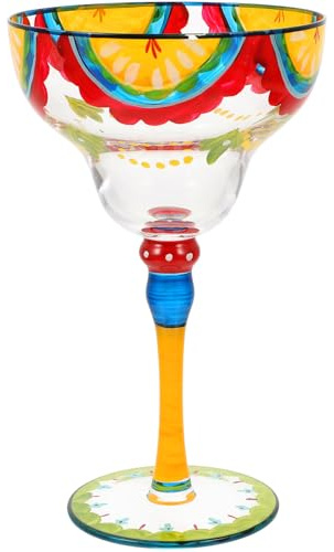 STOBAZA Copa de Margarita Pintada de Vidrio Transparente para Cócteles y Vino, Adecuado para Fiestas y Decoración Hogar