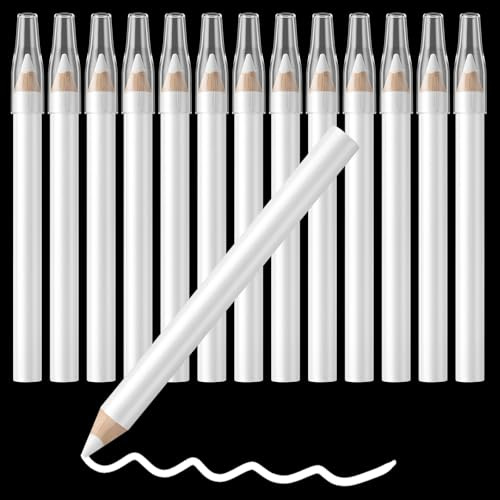 Ymapinc 14Pcs Water Soluble Fabric Marking Set, White Tailors Chalk Pencils with Tip Caps, Washable Sewing Chalk & Fabric Pencils, Dressmaking Quilting Craft Accessories