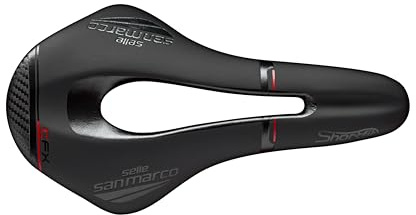 Selle San Marco SHORTFIT Carbon FX - Sella per Bici da Corsa e Gravel, Telaio in Carbonio, Foro Anatomico per Massima Comodità - Taglia S3, Nero/Rosso