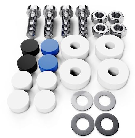 A0023-1 - Set di 4 viti per targa, M5 x 20mm con tappi di fissaggio targa auto moto scooter