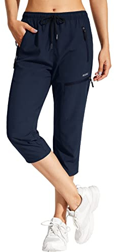 MOCOLY Pantalon Court Randonnée Ete Léger Femme Pantacourt Taille Elastique